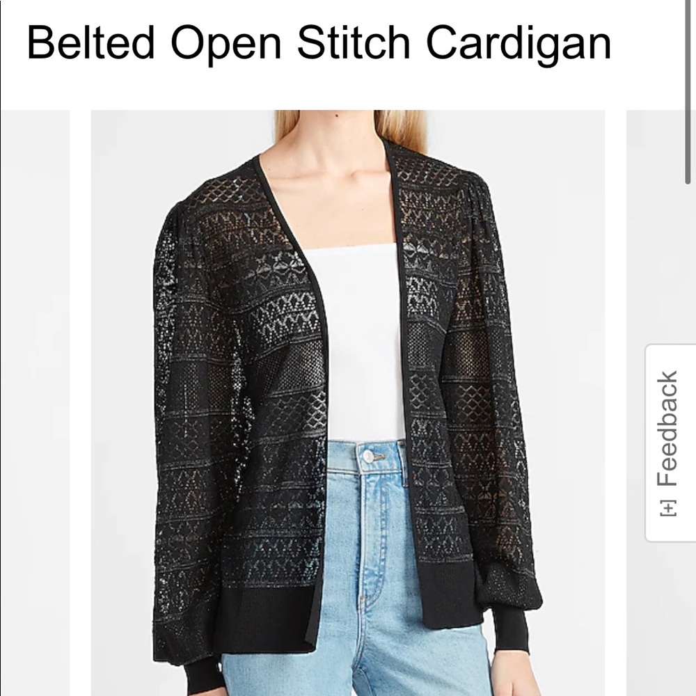 Belted open stitch cardigan